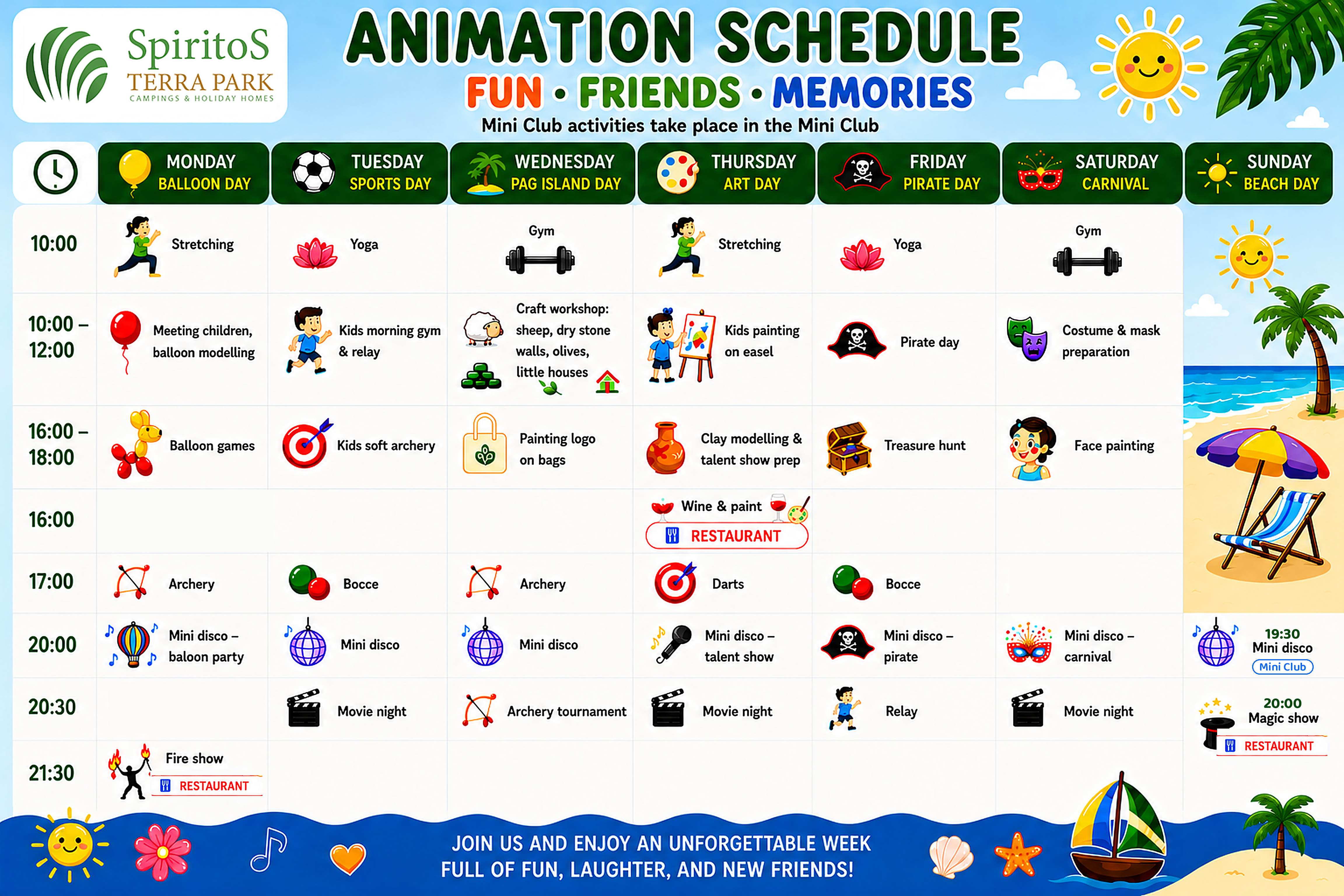 Tjedni animacijski program u kampu Spiritos